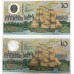 AUSTRALIA 1988 . TEN 10 DOLLAR BANKNOTES . FRASER/JOHNSTON . CONSECUTIVE PAIR . FIRST PREFIX LETTERS AA